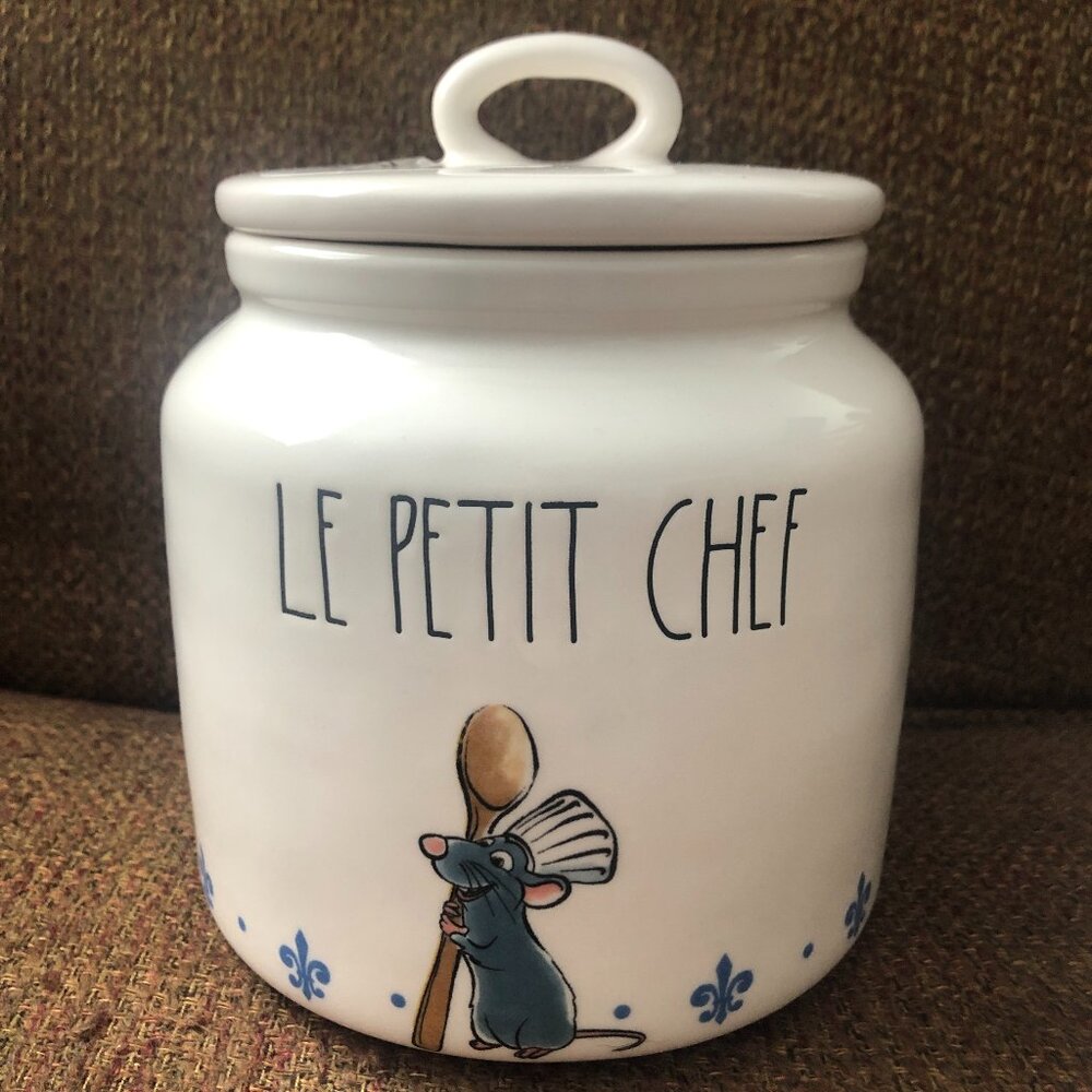 NWT RAE DUNN DISNEY RATATOUILLE CANISTER W/REMY "LE PETIT CHEF" fleur-de-lis
